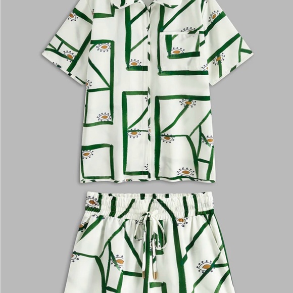 Commense Print Drawstring Shorts Set - Picture 3 of 10